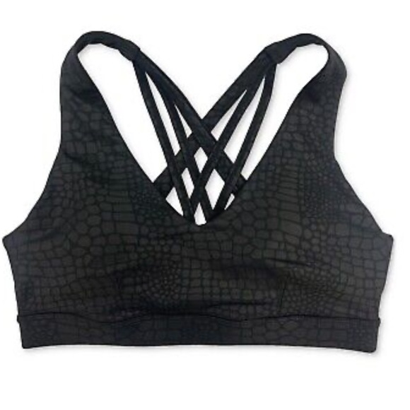 ID Ideology Women S Tonal Print Strappy Low Impact Sports Bra Black Size Large - Picture 5 of 10
